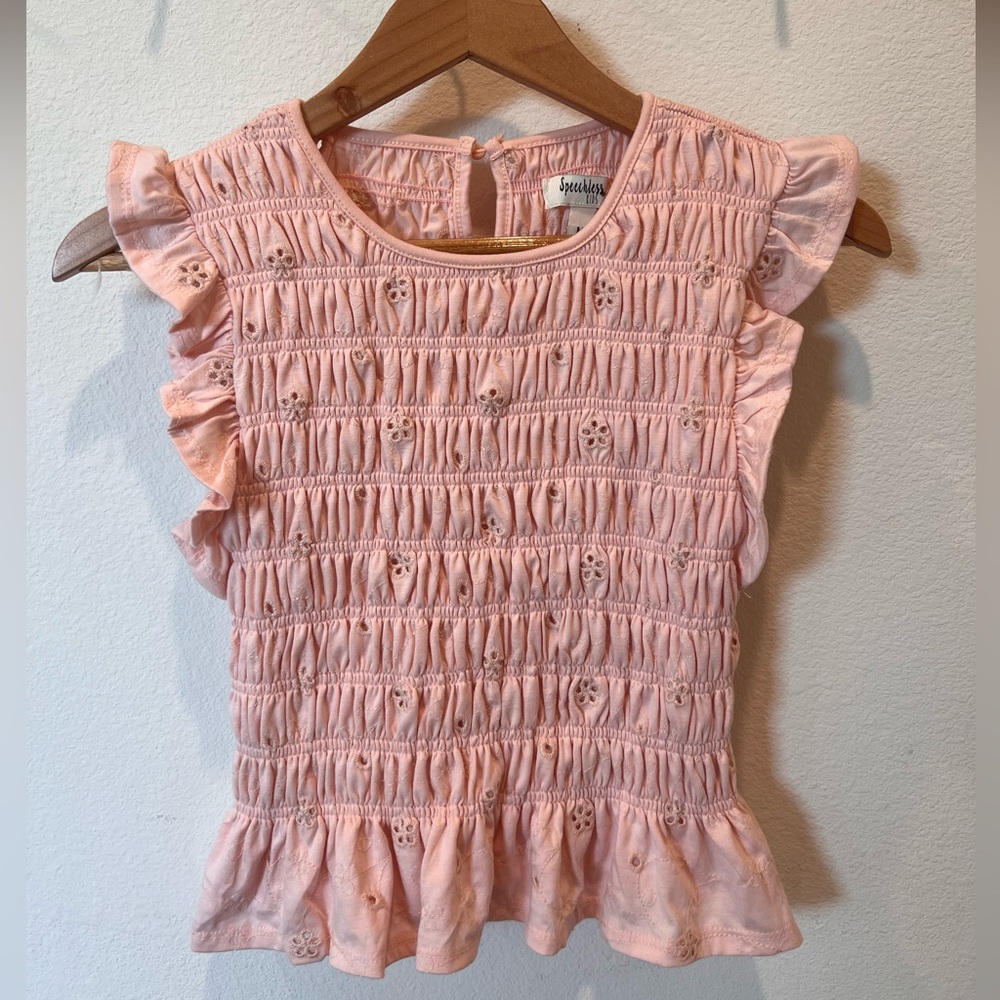 Speechless Ruched Embroidered Top Girls Size M 7/8